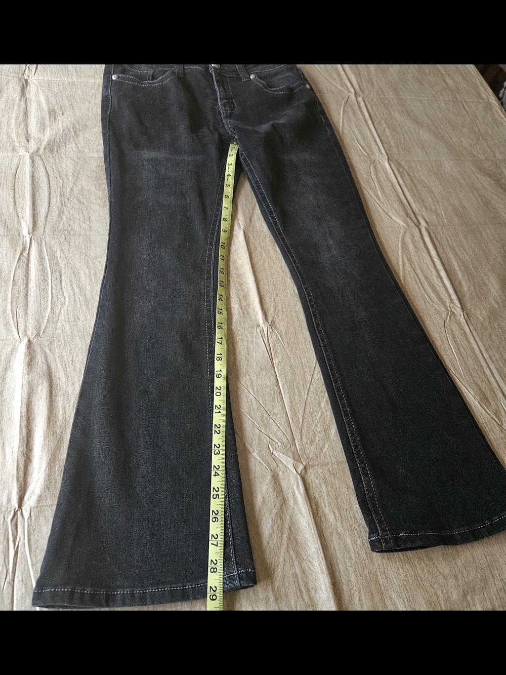 ​Fire & Rain Y2K Black Flare Jeans Angel Wing Rhinestone Pockets Size 11 - Picture 16 of 16